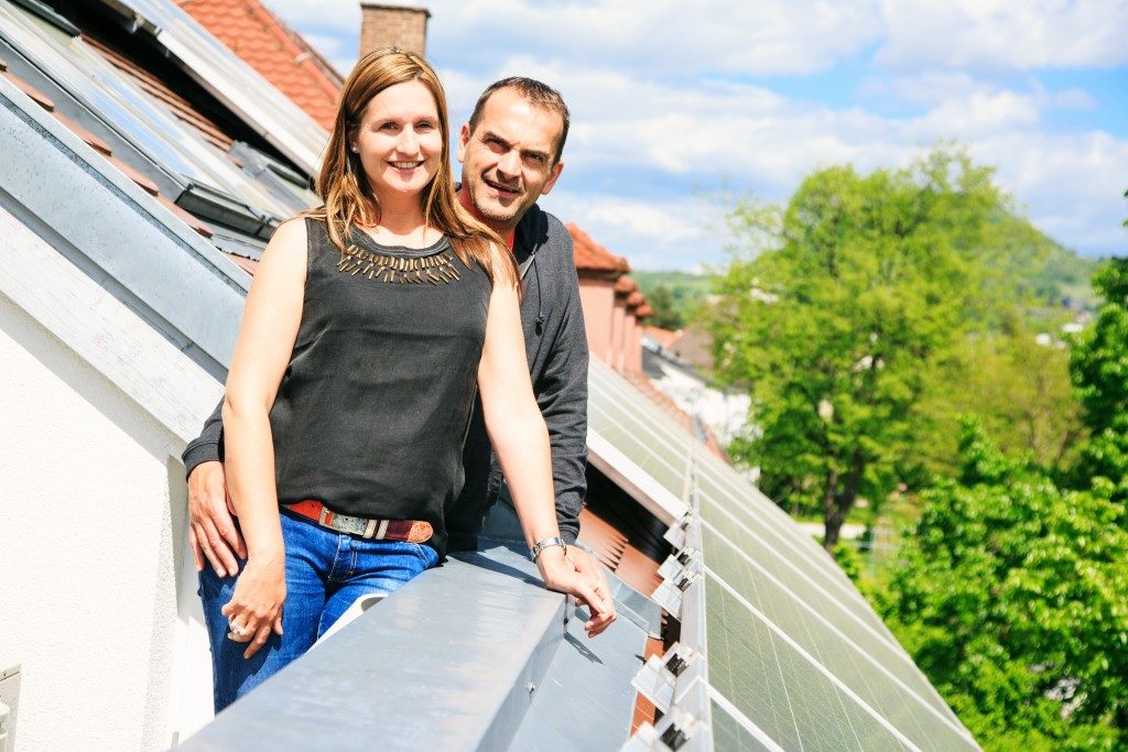 Home owners at their balcony