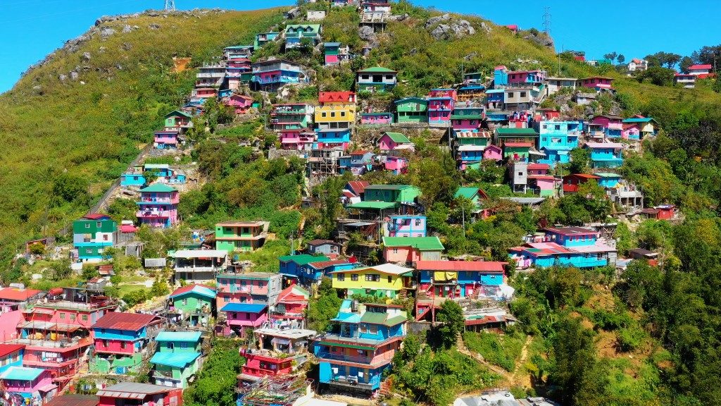 Colorful Houses in aerial view in Baguio City
