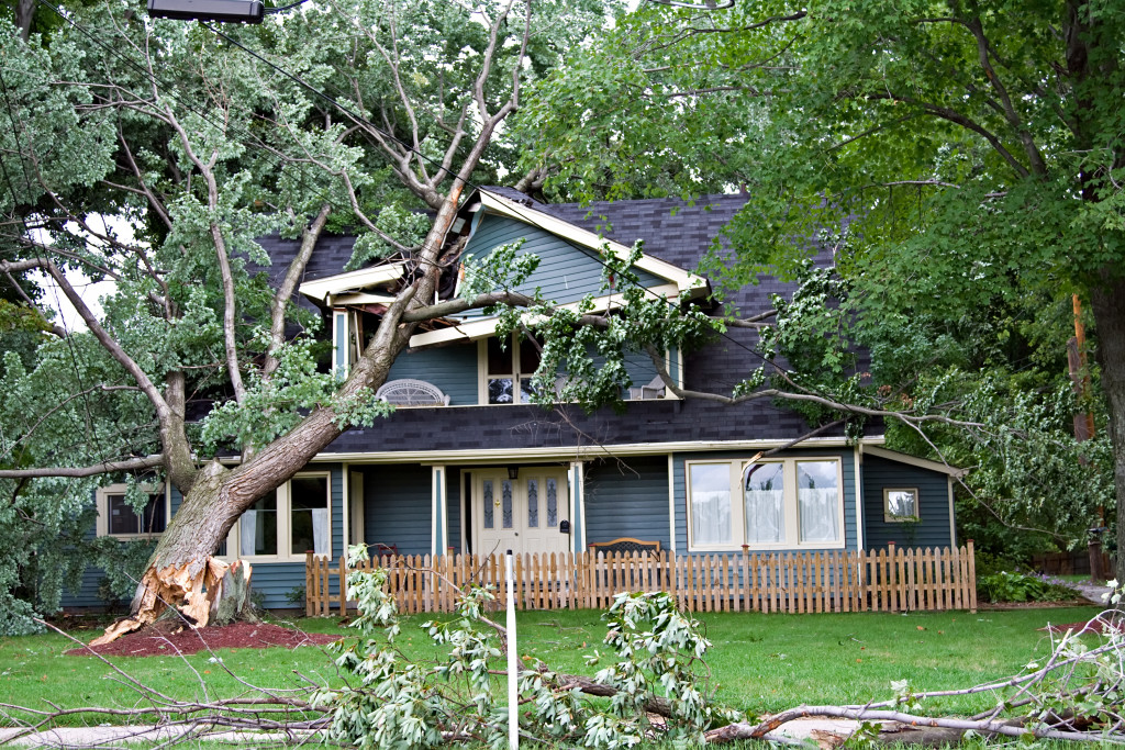 A home damaged severely by storm