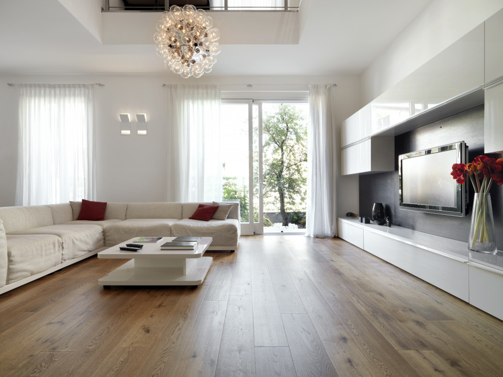 modern living room with wood floor